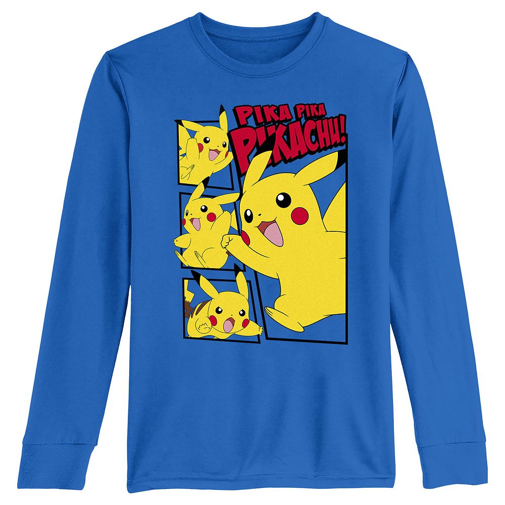 Boys Pokemon Pikachu Profiles Long Sleeve Graphic Tee