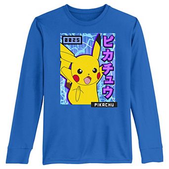 Boys Pokemon Pikachu Japanese Poster Long Sleeve Graphic Tee