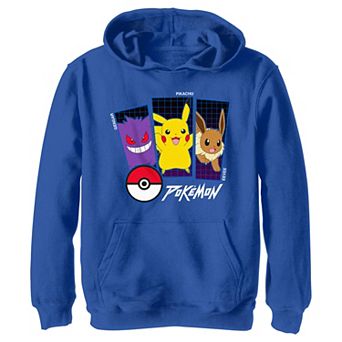 Boys Pokemon Gengar Pikachu & Eevee Panels Graphic Hoodie