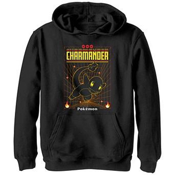Boys Pokemon Charmander Grid Background Graphic Hoodie