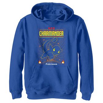 Boys Pokemon Charmander Grid Background Graphic Hoodie