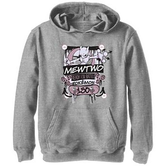 Boys Pokemon Mewtwo Ready For Battle Graffiti Graphic Hoodie