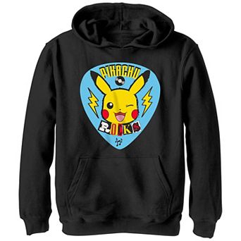 Boys Pokemon Pikachu Rockstar Guitar Pick Graphic Hoodie