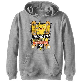 Boys Pokemon Pikachu Charged Up Skateboards Graphic Hoodie