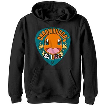 Boys Pokemon Charmander Rocks Guitar Pick Graphic Hoodie