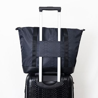 Geoffrey Beene 2 pc Emboss Snakeskin Spinner Carry-On Hardside Luggage & Tote Bag Set