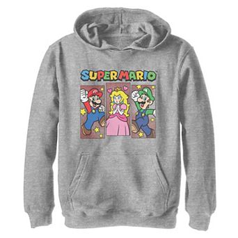 Girls 7-16 Super Mario Bros Main Trio Banners Graphic Hoodie