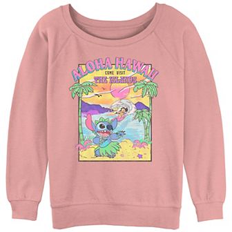 Juniors' Lilo & Stitch Visit The Islands Poster Graphic Slouchy Terry