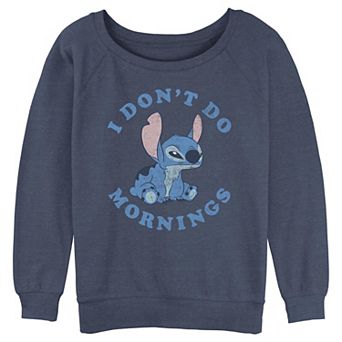 Juniors' Lilo & Stitch I Don't Do Mornings Stitch Graphic Slouchy Terry