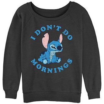 Juniors' Lilo & Stitch I Don't Do Mornings Stitch Graphic Slouchy Terry