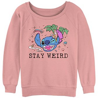 Juniors' Lilo & Stitch Stay Weird Stitch Graphic Slouchy Terry