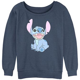 Juniors' Lilo & Stitch Classic Happy Stitch Graphic Slouchy Terry