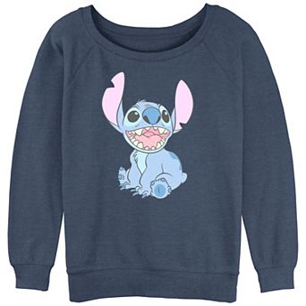 Juniors' Lilo & Stitch Classic Happy Stitch Graphic Slouchy Terry