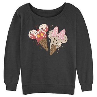 Juniors' Mickey Mouse And Minnie Ice Cream Cones Graphic Slouchy Terry