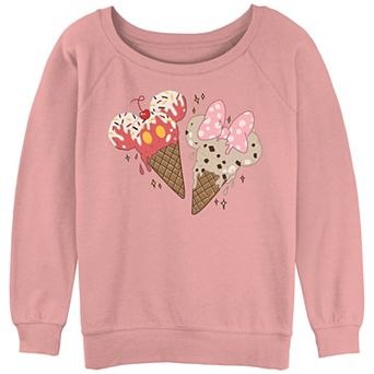 Juniors' Mickey Mouse And Minnie Ice Cream Cones Graphic Slouchy Terry