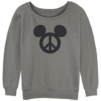 Juniors' Mickey Mouse Peace Sign Graphic Slouchy Terry