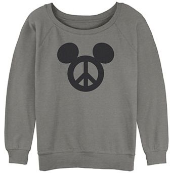 Juniors' Mickey Mouse Peace Sign Graphic Slouchy Terry