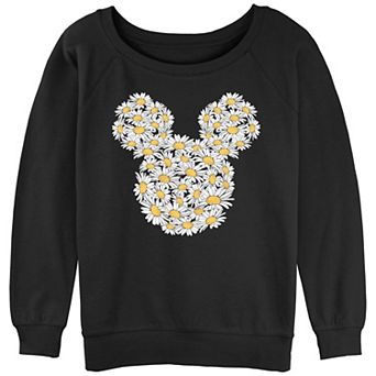Juniors' Mickey Mouse Daisies Head Graphic Slouchy Terry