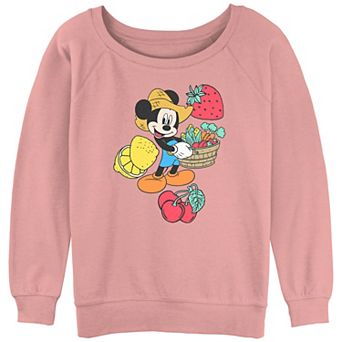 Juniors' Mickey Mouse Farmer Style Graphic Slouchy Terry