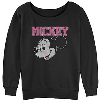 Juniors' Mickey Mouse Happy Portrait Graphic Slouchy Terry
