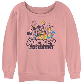 Juniors' Mickey Mouse And Friends Color Group Graphic Slouchy Terry
