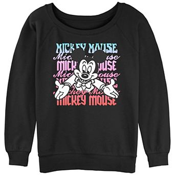 Juniors' Mickey Mouse Name Stack Graphic Slouchy Terry