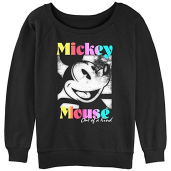Juniors' Mickey Mouse One Of A Kind Pop Color Portrait Graphic Slouchy Terry