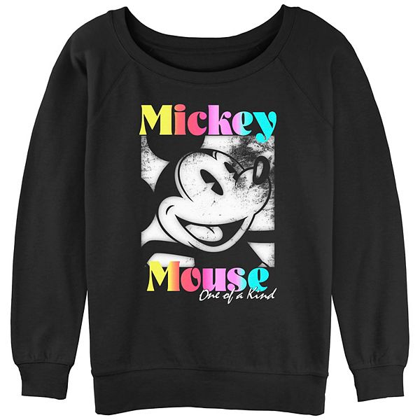 Juniors' Mickey Mouse One Of A Kind Pop Color Portrait Graphic Slouchy