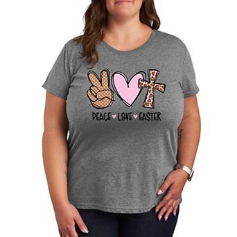 Plus Size Peace Love Easter Graphic Tee