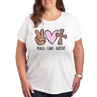 Plus Size Peace Love Easter Graphic Tee