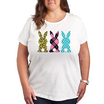 Plus Size Patterned Bunnies Graphic Tee