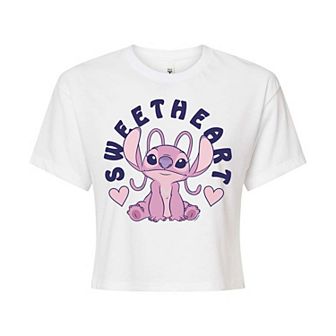 Disney's Lilo & Stitch Juniors' Angel Sweetheart Cropped Tee