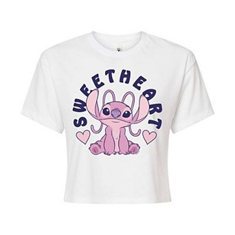Disney's Lilo & Stitch Juniors' Angel Sweetheart Cropped Tee