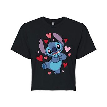 Disney's Lilo & Stitch Juniors' Heart Eyes Stitch Cropped Tee