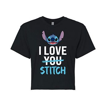 Disney's Lilo & Stitch Juniors' I Love Stitch Cropped Tee