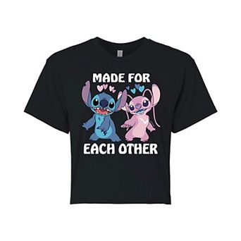 Disney's Lilo & Stitch Juniors' Made For Each Other Cropped Tee