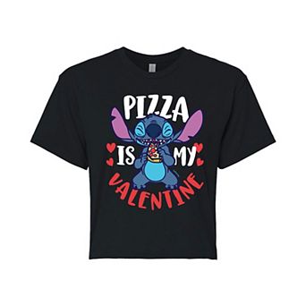 Disney's Lilo & Stitch Juniors' Pizza Is My Valentine Cropped Tee