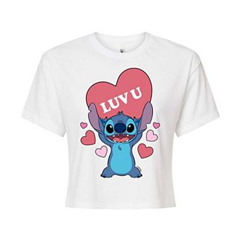 Disney's Lilo & Stitch Juniors' Luv U Heart Cropped Tee