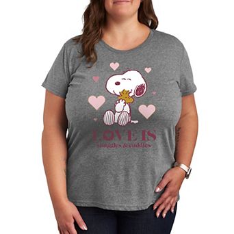 Plus Peanuts Snoopy & Woodstock Snuggles And Cuddles Graphic Tee