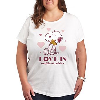 Plus Peanuts Snoopy & Woodstock Snuggles And Cuddles Graphic Tee