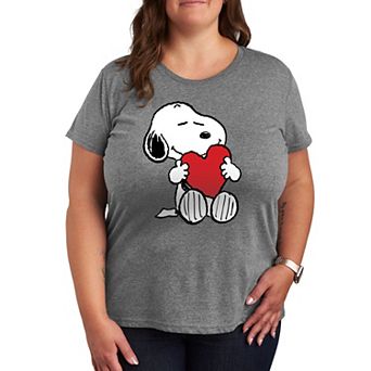 Plus Peanuts Snoppy Valentine's Hugging Heart Graphic Tee