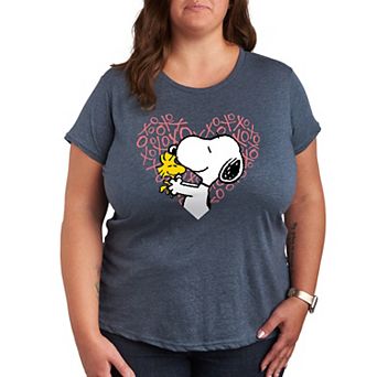 Plus Peanuts Snoopy & Woodstock XO Heart Graphic Tee