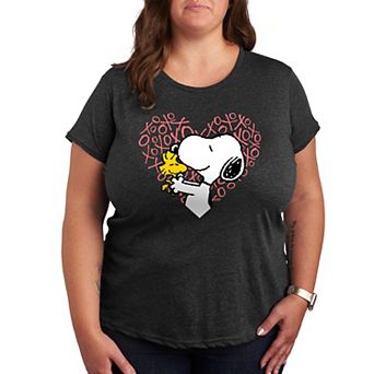 Plus Peanuts Snoopy & Woodstock XO Heart Graphic Tee