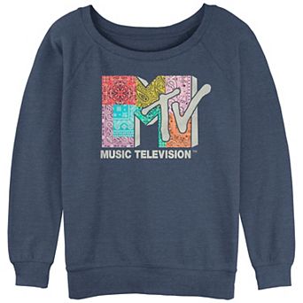Juniors' MTV Bandanas Print Logo Graphic Slouchy Terry