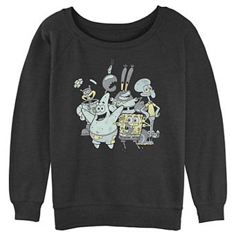 Juniors' SpongeBob SquarePants Excited Group Graphic Slouchy Terry
