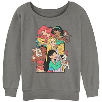 Juniors' Disney Princess And Their Pets Graphic Slouchy Terry