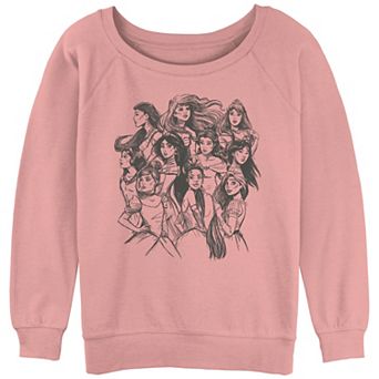 Juniors' Disney Princess Group Sketch Graphic Slouchy Terry