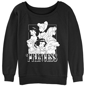 Juniors' Disney Princess Black And White Portrait Graphic Slouchy Terry