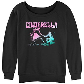 Juniors' Cinderella Trying Glass Slipper Graphic Slouchy Terry