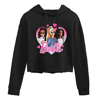 Juniors' Barbie® Hearts Cropped Hoodie